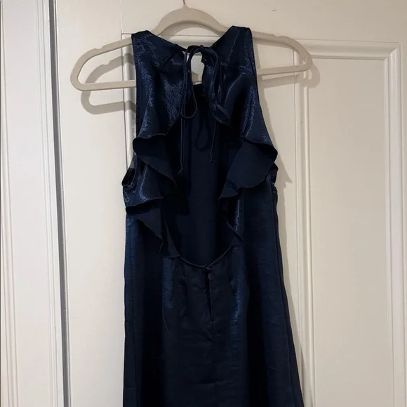 Free People Navy Blue Satin Tank Dress (Open-Back) - Picture 2 of 4